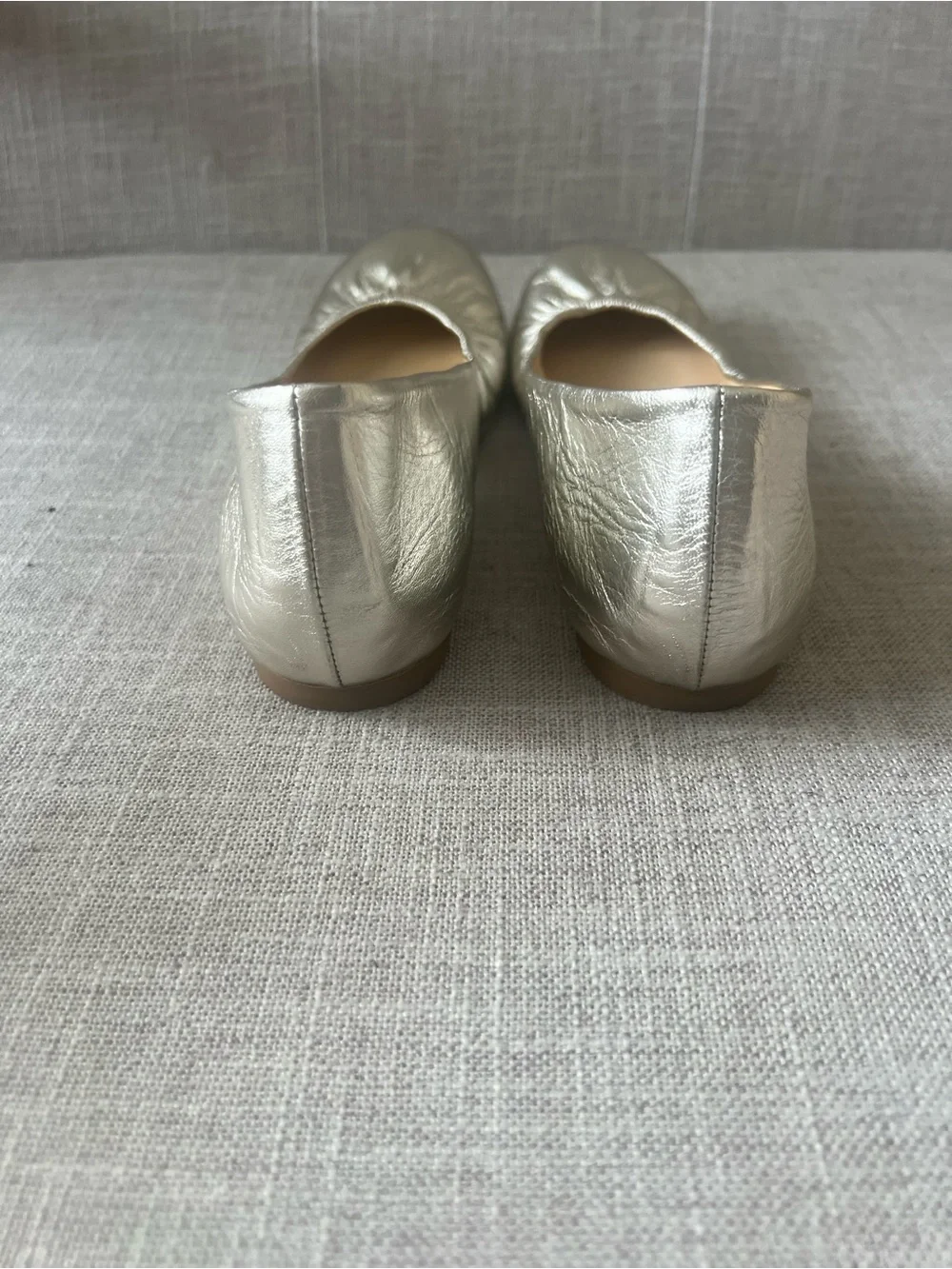 J. Crew Gold Metallic Ballet Flats, women’s 6.5, office, casual, quiet luxury